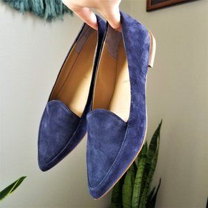 EVERLANE Suede Modern Point Loafer NAVY